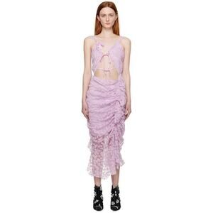 Yuhan Wang Flocked Floral Midi Dress Purple - S